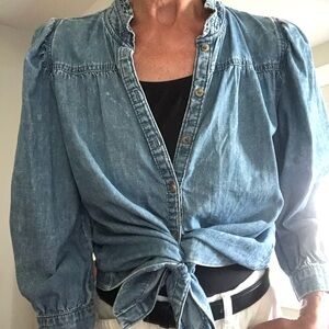 Sweet Blue Denim button up Maryjane jean Shirt